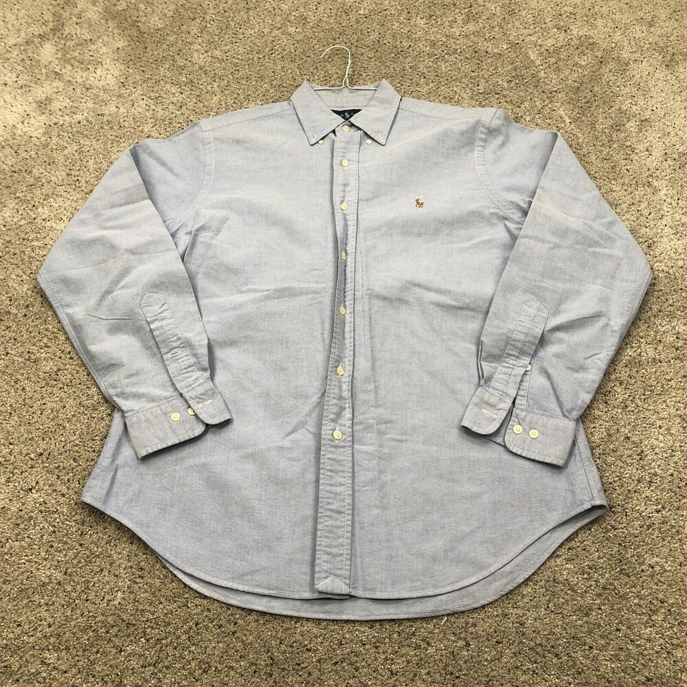 Ralph Lauren Polo Shirt Adult 15 1/2 34 35 Blue Oxford Classic Fit Button Up